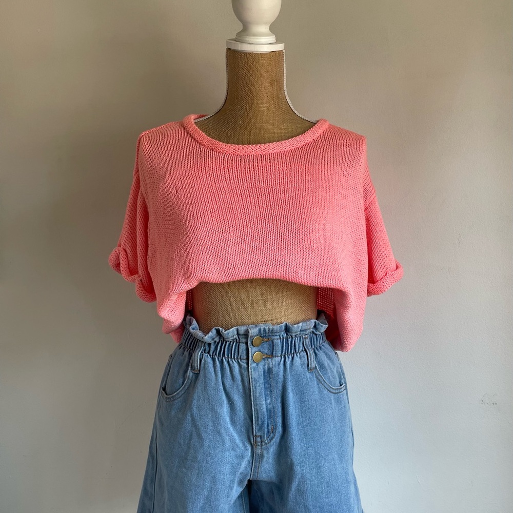 Pink Lemonade Knit Short Sleeve Sweater